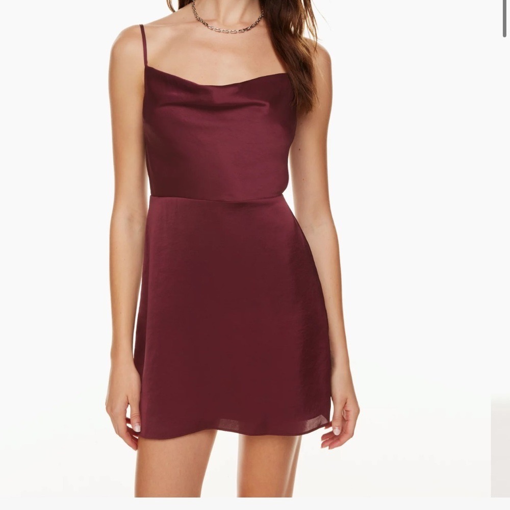 Aritzia Sunday Best Burgundy Cowl Neck Mini Slip Dress Sz. 8 Grad Cocktail Party